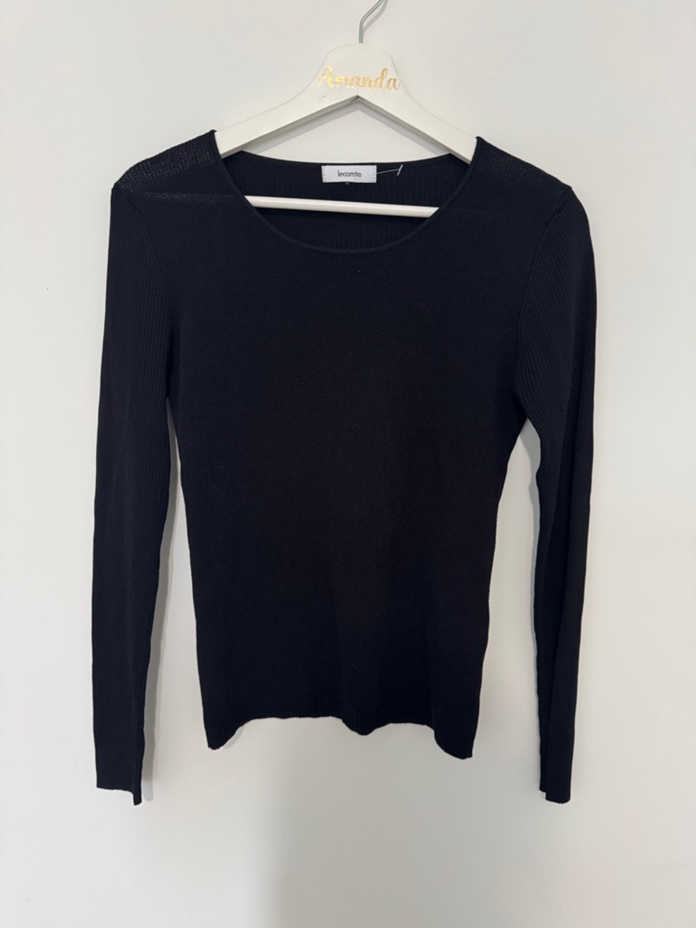 Lecomte Black Ribbed Long-Sleeve Top